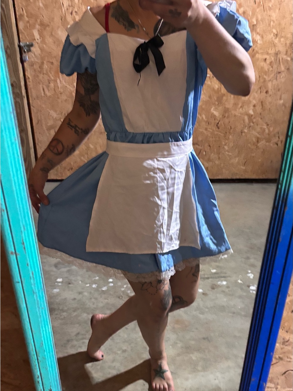 Blue and White Classic Girls' Maid Costume with Apron